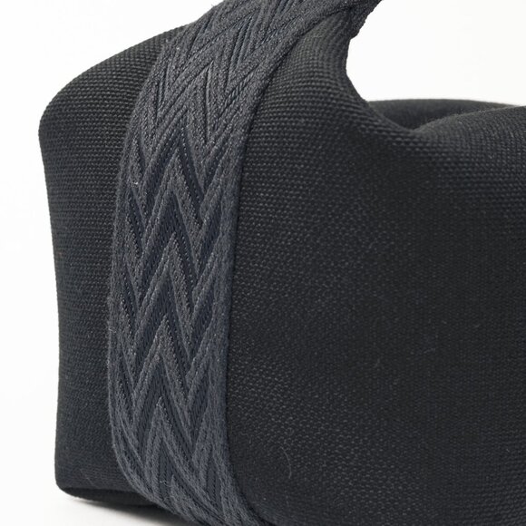 Hermes Bride-a-Brac Small Model Noir Canvas & Bleu Nuit Chevron Strap Case - Picture 7 of 14